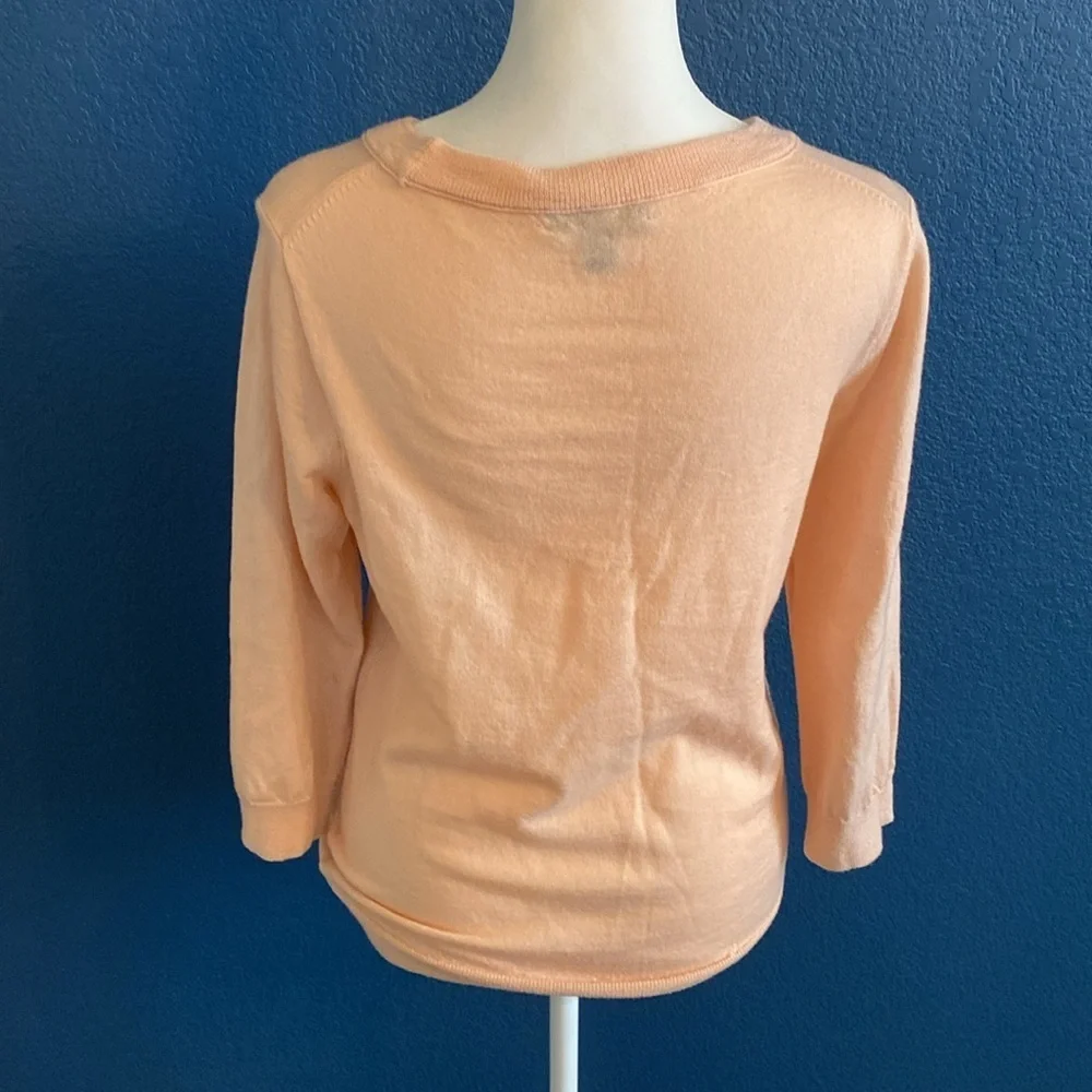 J. Crew Apricot Knit Lightweight Sweater. 100% merino wool. Size S.
